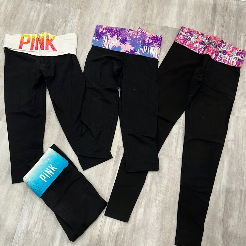 BUNDLE of 4 PINK Victorias Secret Yoga Leggings